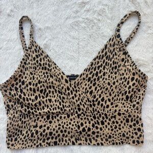 Brandy Melville Tan and Black Leopard Print Top